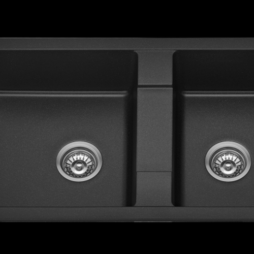 SINKS AND TROUGHS - BLACK 1 and 3/4 Bowl Kitchen Sink