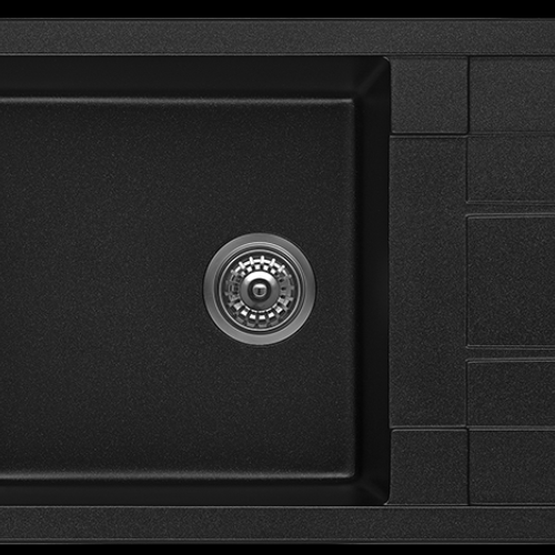 SINKS AND TROUGHS - BLACK Single Bowl Sink w/ Drainer