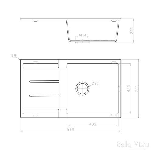 SINKS AND TROUGHS - BLACK Single Bowl Sink w/ Drainer