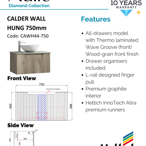 VANITIES - Calder Wall Hung Vanity Cabinet Only