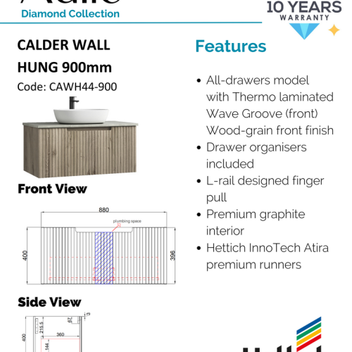 VANITIES - Calder Wall Hung Vanity Cabinet Only