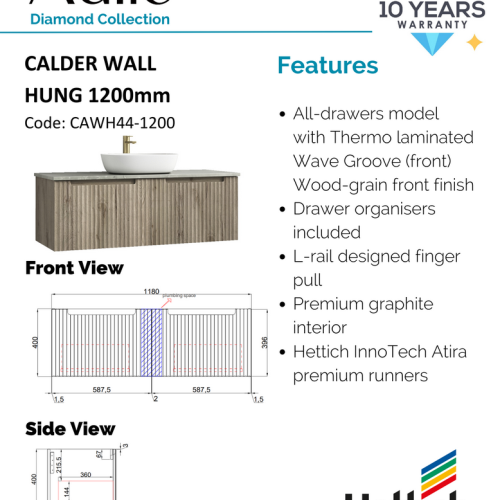 VANITIES - Calder Wall Hung Vanity Cabinet Only