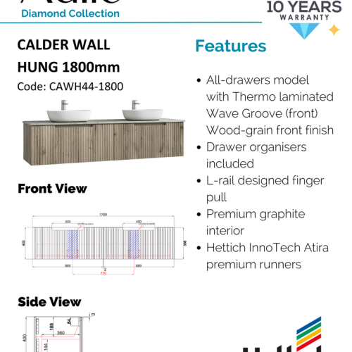 VANITIES - Calder Wall Hung Vanity w/ Ceramic Top