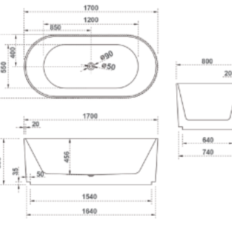 BATHS - GEORGIE Fluted Freestanding Bath - White