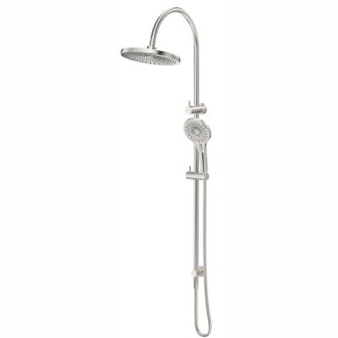 Mica Gooseneck Dual Shower Rail - Brushed Nickel