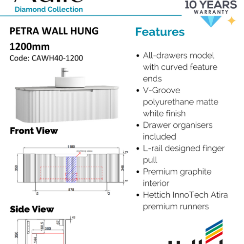 VANITIES - Petra Wall Hung Vanity Cabinet Only