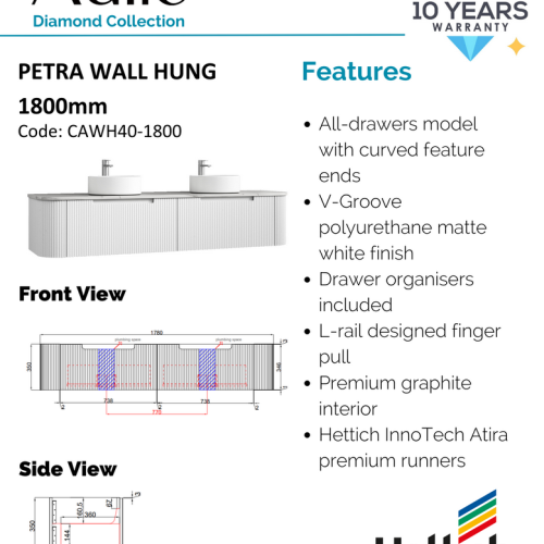 VANITIES - Petra Wall Hung Vanity Cabinet Only