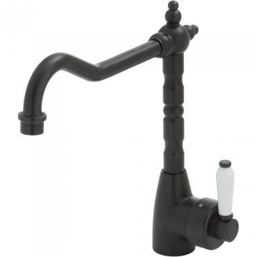 Eleanor Shepherds Crook Sink Mixer Ceramic Handle - Black