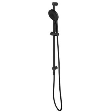 Mica Fluted Shower Rail - Inbuilt Inlet - Black