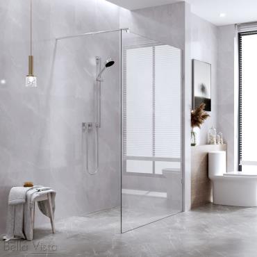 Frameless Glass Panels Shower Screen w/ Black Standard Channel - Black (Matt)