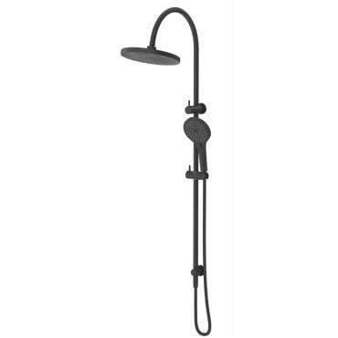 Mica Gooseneck Dual Shower Rail - Black (Matt)