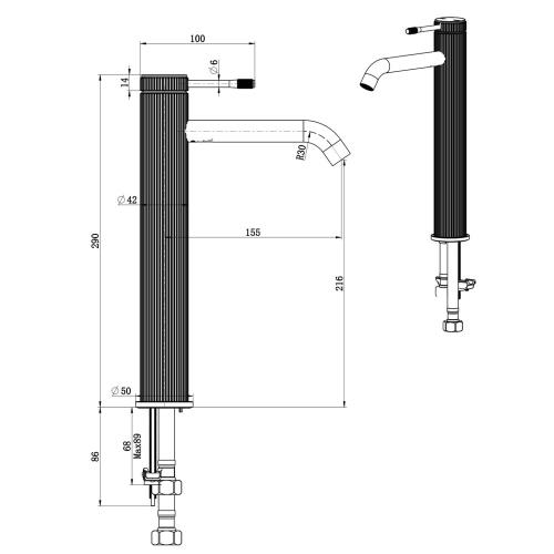 TAPWARE - Mica Fluted Tall Basin Mixer - Black