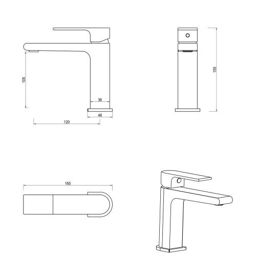 TAPWARE - Beki Basin Mixer - Gunmetal