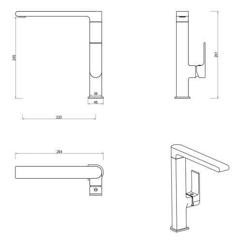 TAPWARE - Beki Sink Mixer - French Gold