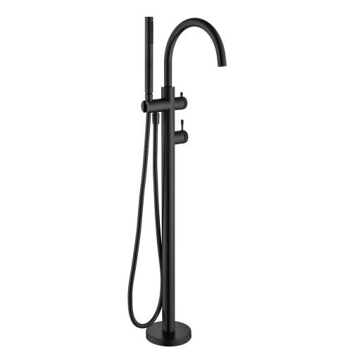 TAPWARE - Mica Fluted Freestanding Bath Mixer with Hand Shower - Black