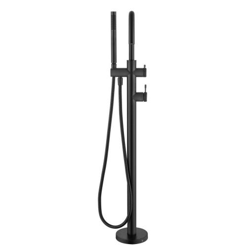 TAPWARE - Mica Fluted Freestanding Bath Mixer with Hand Shower - Black