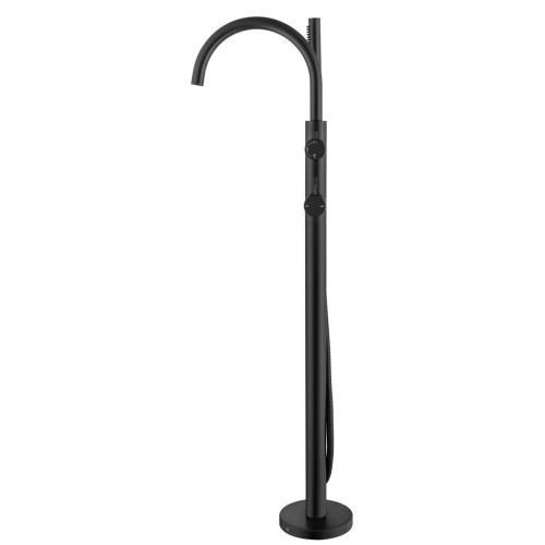 TAPWARE - Mica Fluted Freestanding Bath Mixer with Hand Shower - Black