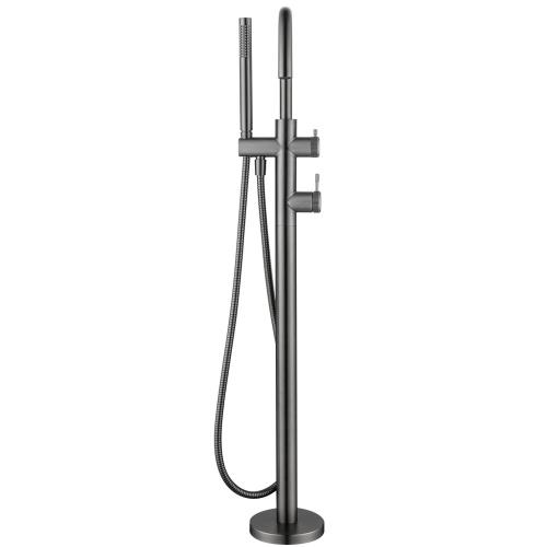 TAPWARE - Mica Fluted Freestanding Bath Mixer with Hand Shower - Gunmetal