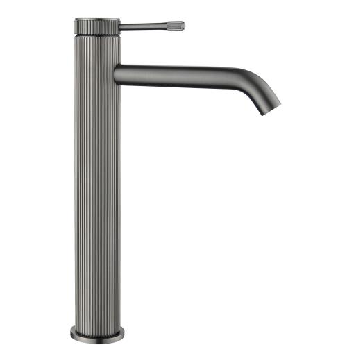 TAPWARE - Mica Fluted Tall Basin Mixer - Gunmetal