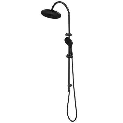 SHOWERS - Mica Fluted Gooseneck Dual Shower Rail - Black