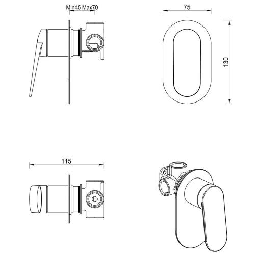 TAPWARE - Lantra Shower Mixer - Oval Plate - French Gold