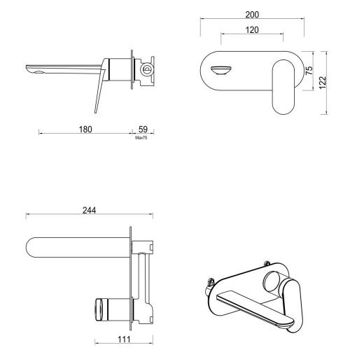 TAPWARE - Lantra Wall-Spout Combo - 1P - Chrome