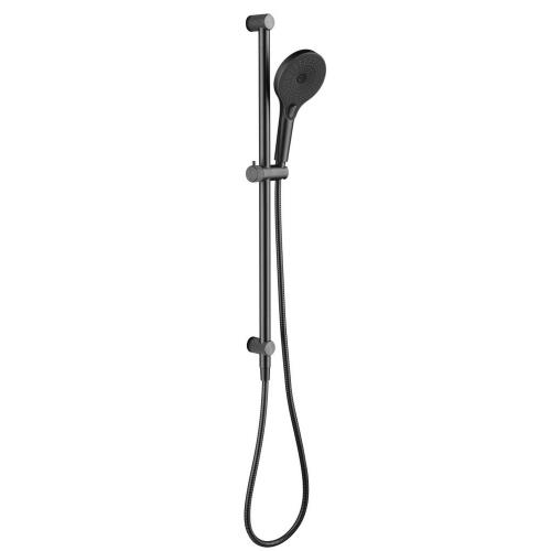 SHOWERS - Mica Fluted Shower Rail - Inbuilt Inlet - Gunmetal