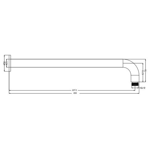 SHOWERS - Mica Wall Shower Arm - 450mm - Curved - Brushed Nickel