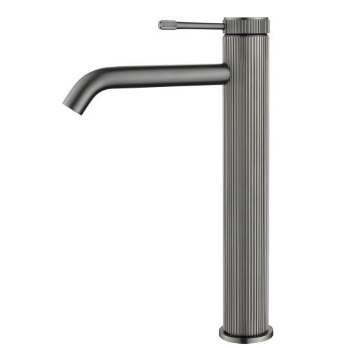 TAPWARE - Mica Fluted Tall Basin Mixer - Gunmetal