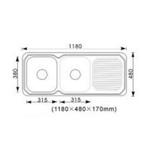 SINKS AND TROUGHS - 1180 Double Bowl Kitchen Sink