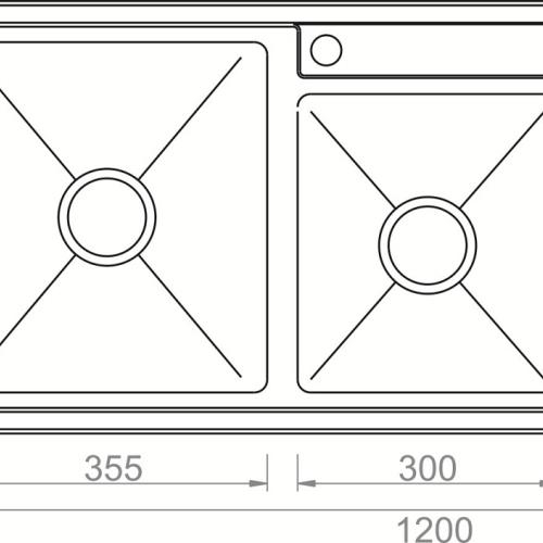 SINKS AND TROUGHS - 1200 Double Bowl Sink