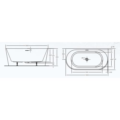 BATHS - ECO Wall Faced Free Standing Bath Tub