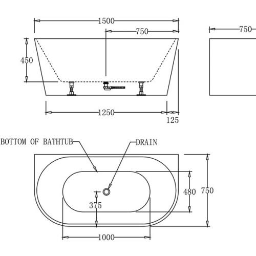 BATHS - Atlanta Wall Faced Free Standing Bath Tub