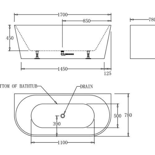 BATHS - Atlanta Wall Faced Free Standing Bath Tub