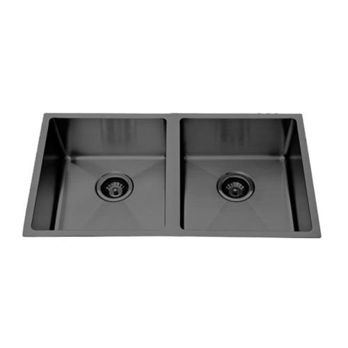 SINKS AND TROUGHS - Atlas Double Square Under Mount Sink - Gun Metal