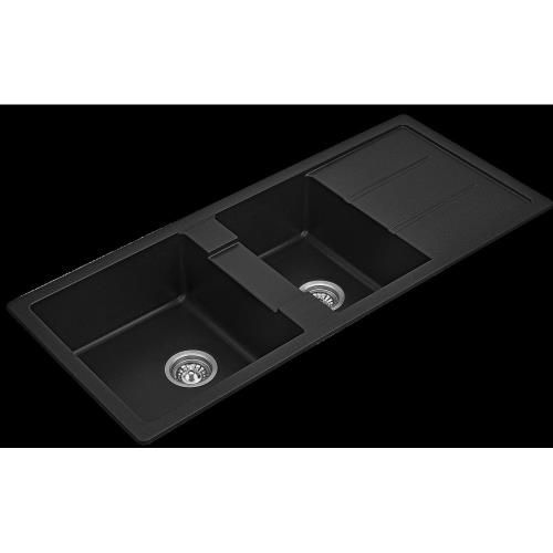 SINKS AND TROUGHS - BLACK 1 and 3/4 Bowl Kitchen Sink