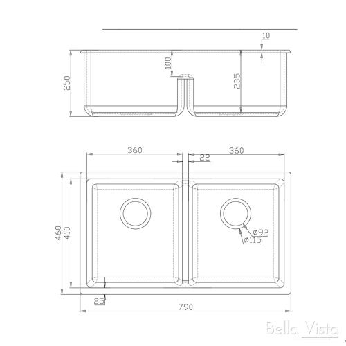 SINKS AND TROUGHS - BLACK Double Bowl Sink