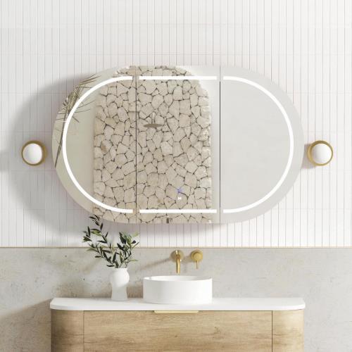MIRRORS AND CABINETS - Bondi LED Shaving Cabinet - Natural Oak, 1200 x 750mm