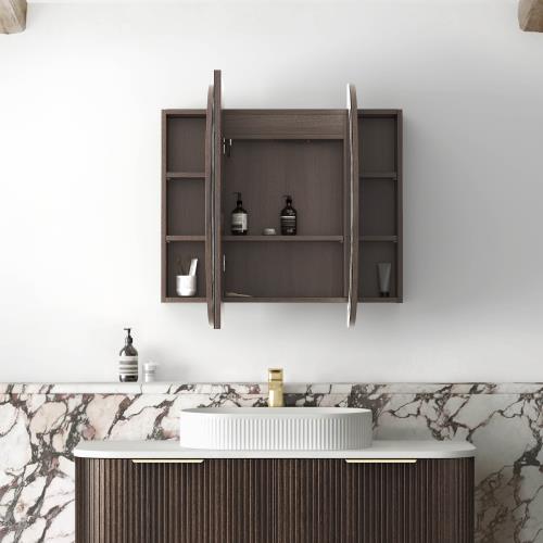 MIRRORS AND CABINETS - Bondi LED Shaving Cabinet - Sable Walnut, 1200 x 750mm