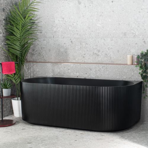 BATHS - BRIGHTON Fluted Back to Wall Bath - Matt Black