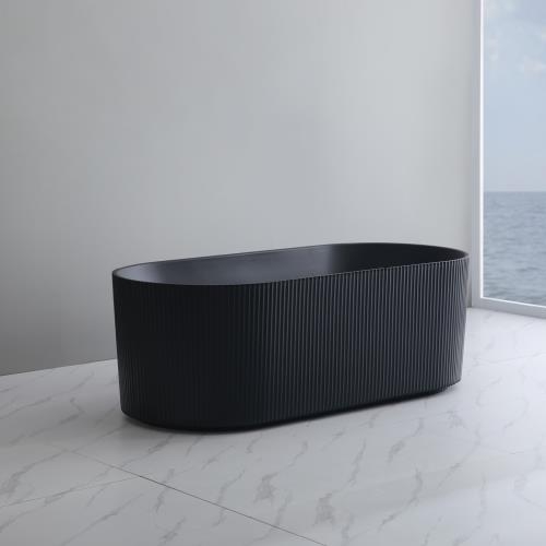 BATHS - BRIGHTON Fluted Oval Bath - Matt Black