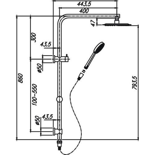 TAPWARE - Cosmo Double Shower on Rail