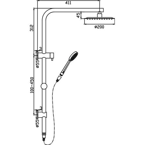 TAPWARE - Cosmo Round Black Double Shower on Rail