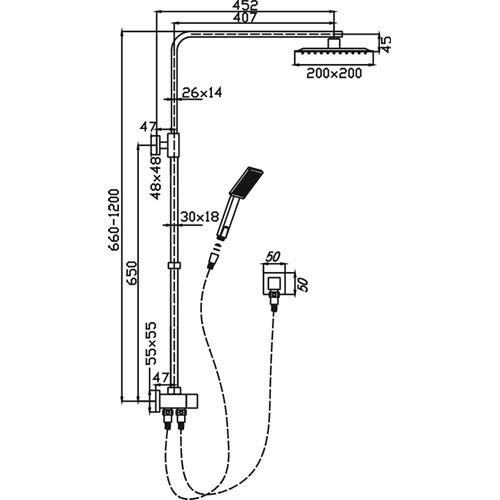 TAPWARE - Elegant Square 2 Hose Double Shower on Rail