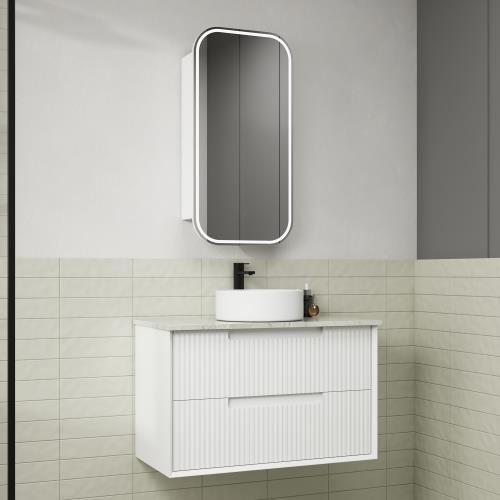 VANITIES - Flauto Wall Hung Vanity Cabinet w/ Ceramic Top