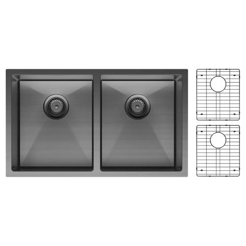 KITCHEN & LAUNDRY - Hana Carbon Metal Double Bowl Sink