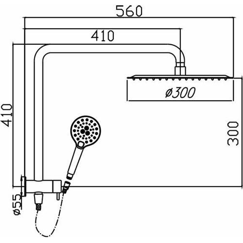 TAPWARE - Ideal Round Black Double Shower on Bracket