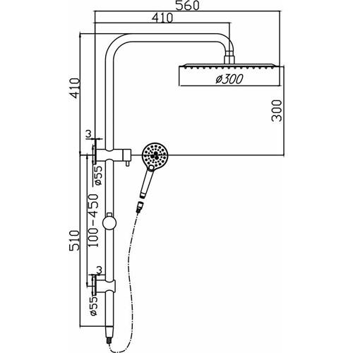 TAPWARE - Ideal Round Black Double Shower on Rail