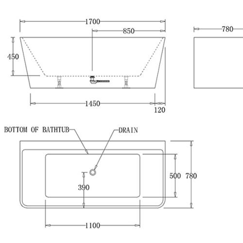 BATHS - Indi Wall Faced Free Standing Bath Tub