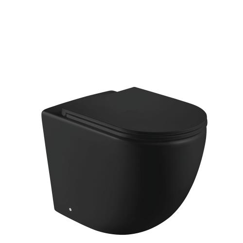 TOILETS - Koko Floor Pan R&T In Wall Cistern Package - Black (Matt)